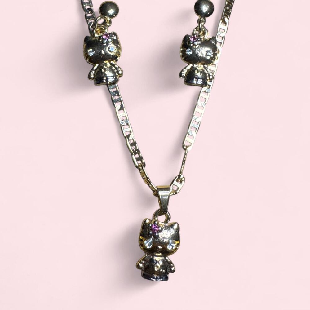 Hello kitty necklace and earrings set kawaii cute sanrio anime